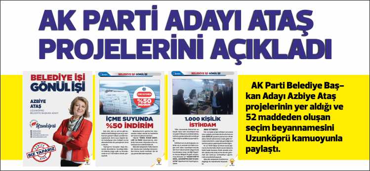 AK Parti Belediye Başkan Adayı Azbiye Ataş projelerinin yer aldığı