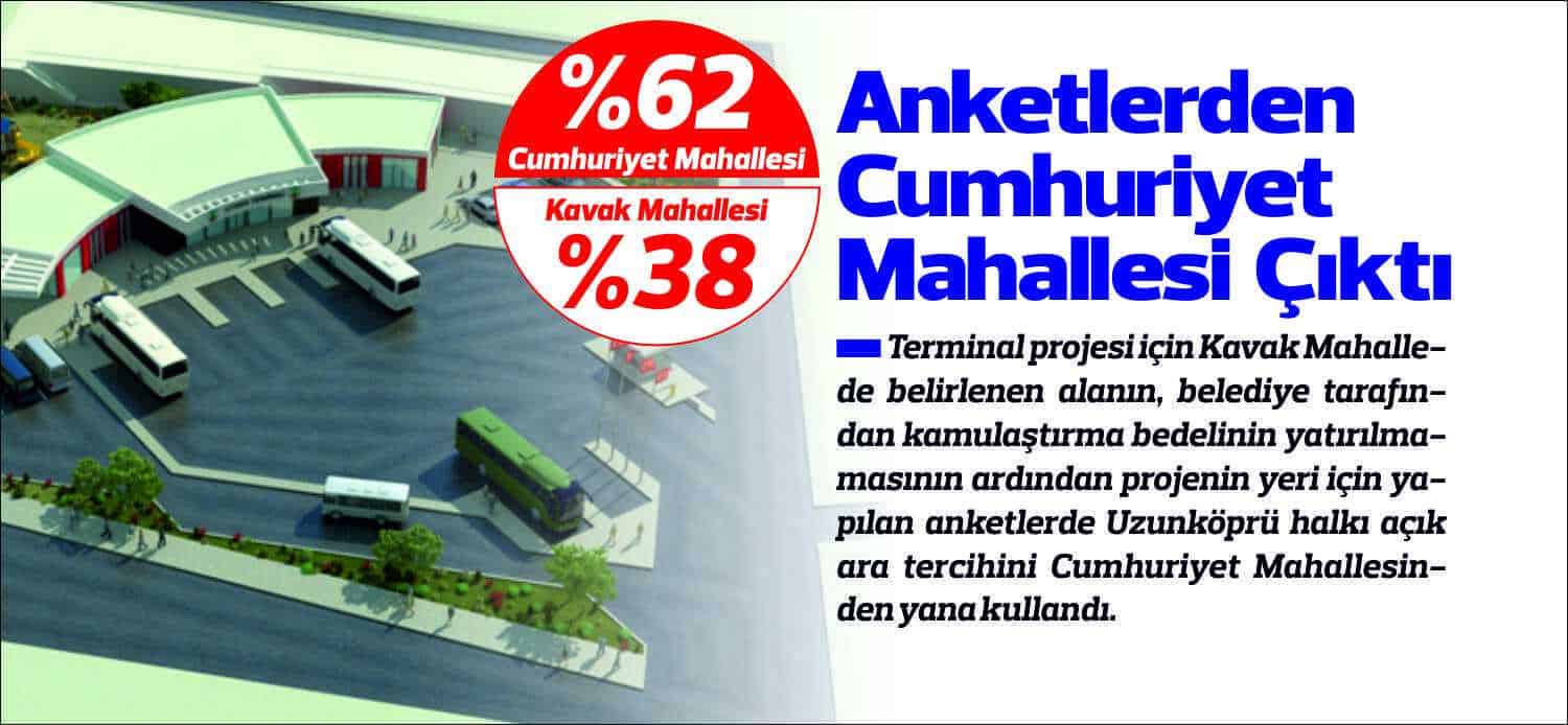 Terminal projesi için Kavak Mahallede belirlenen alanın belediye tarafından kamulaştırma