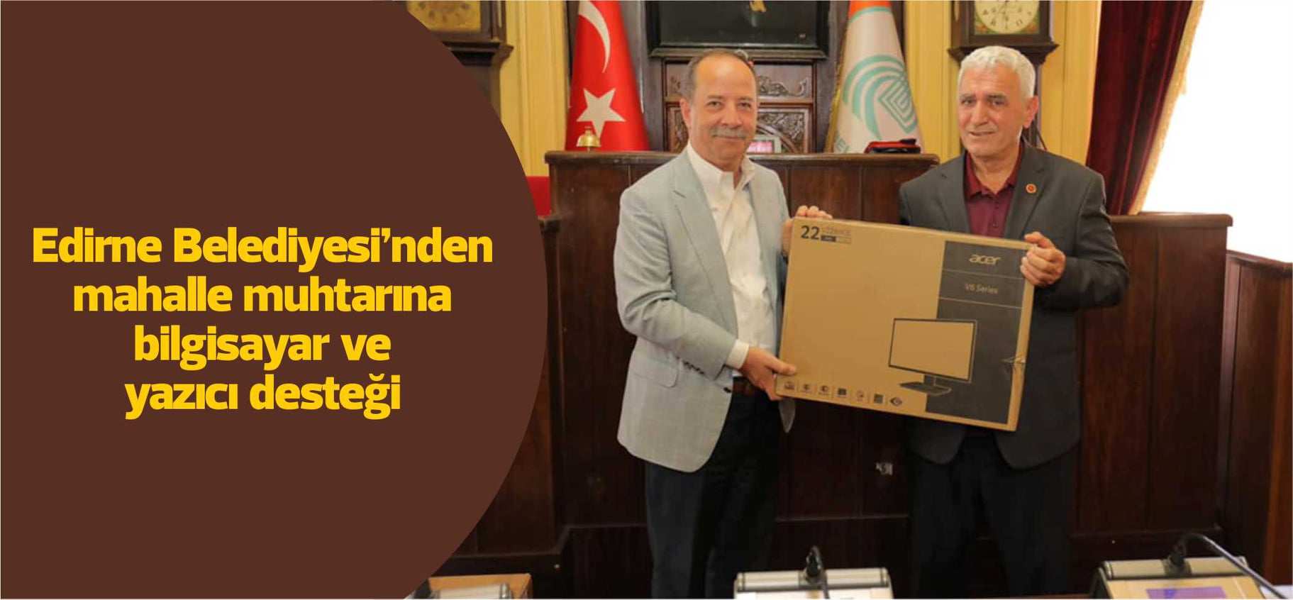 Edirne Belediye Başkanı Gürkan, mahalle muhtarına vatandaşların hizmetlerinde kullanılmak üzere