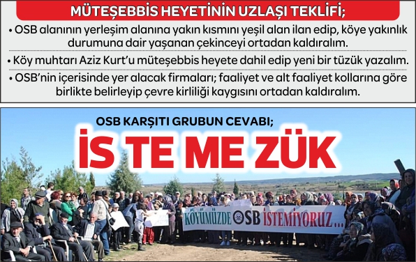 Köye yakınlık durumu ve çevresel kirlilik üzerinden OSB projesine yönelik