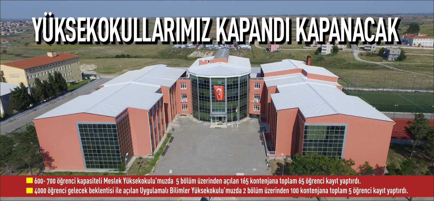 600- 700 öğrenci kapasiteli Meslek Yüksekokulu’muzda 5 bölüm üzerinden açılan
