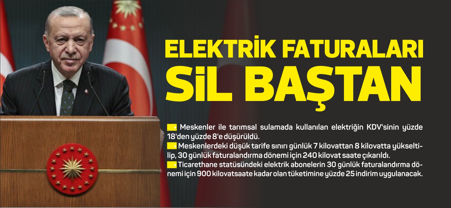 • Meskenler ile tarımsal sulamada kullanılan elektriğin KDV’sinin yüzde 18’den