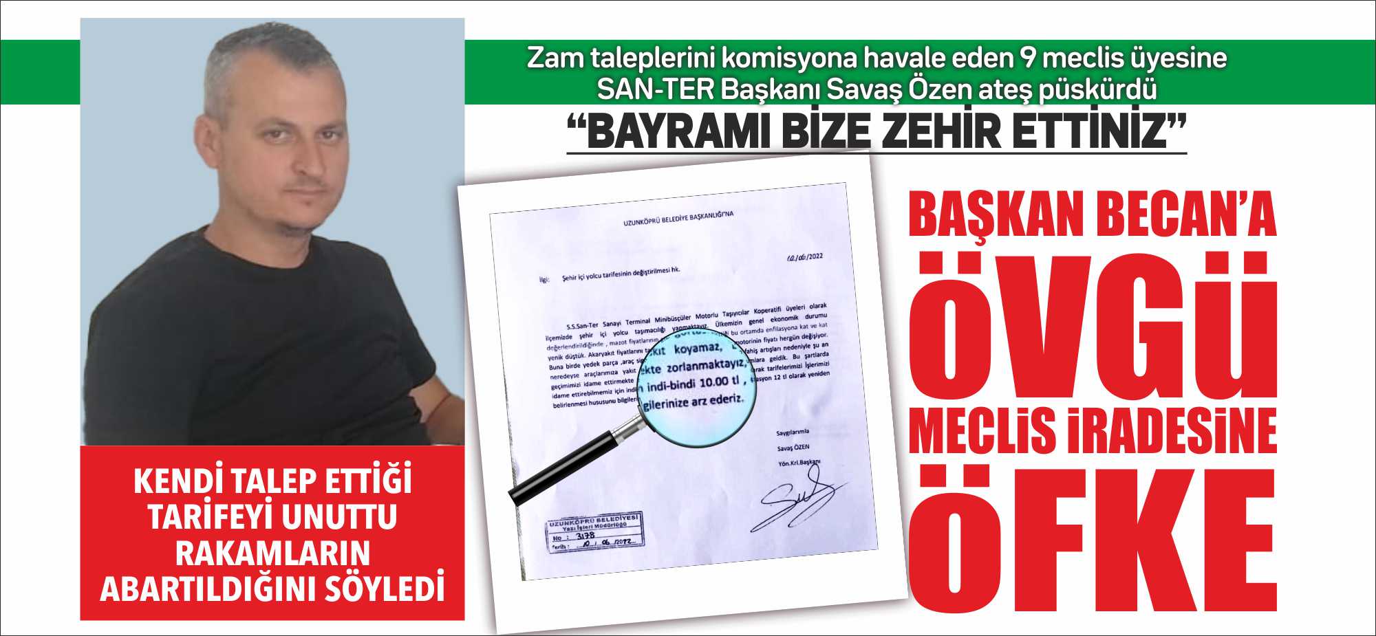 Uzunköprü Belediyesi Temmuz meclis gündeminde yer alan SAN-TER Minibüsçüler Kooperatifi’nin