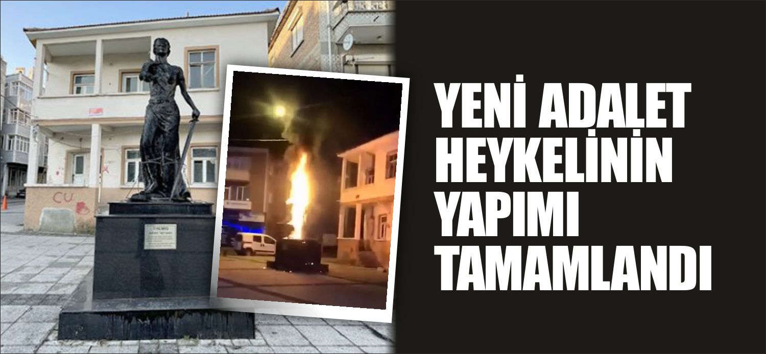 Uzunköprü Adalet meydanında yer alan adalet heykelinin 03 Şubat 2022