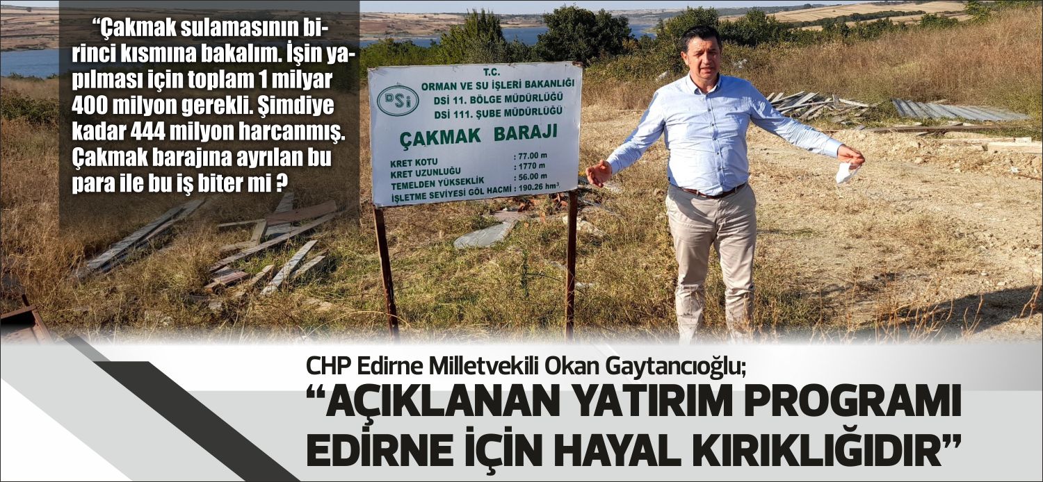 “Çakmak sulamasının birinci kısmına bakalım. İşin yapılması için toplam 1