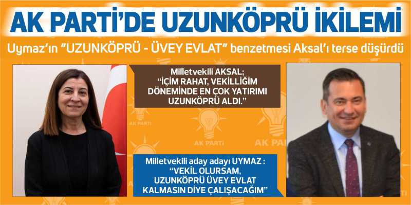 Uymaz’ın “UZUNKÖPRÜ – ÜVEY EVLAT” benzetmesi Aksal’ı terse düşürdü Milletvekili