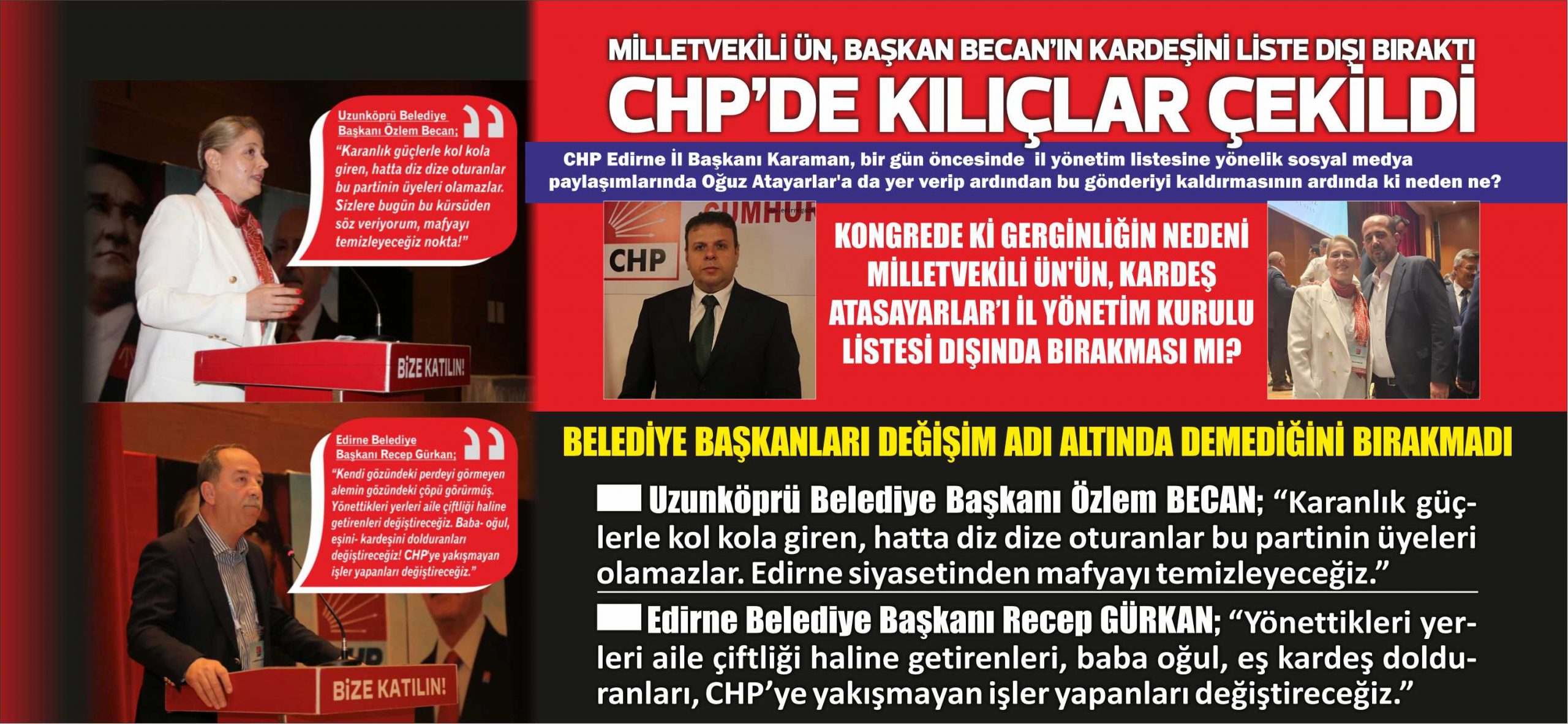 BELEDİYE BAŞKANLARI DEĞİŞİM ADI ALTINDA DEMEDİĞİNİ BIRAKMADI Uzunköprü Belediye Başkanı