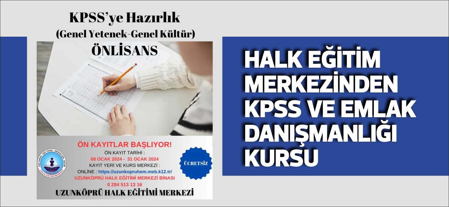 Uzunköprü İlçe Milli Eğitim Müdürlüğü, halk eğitim merkezi kanalıyla ilçemizde