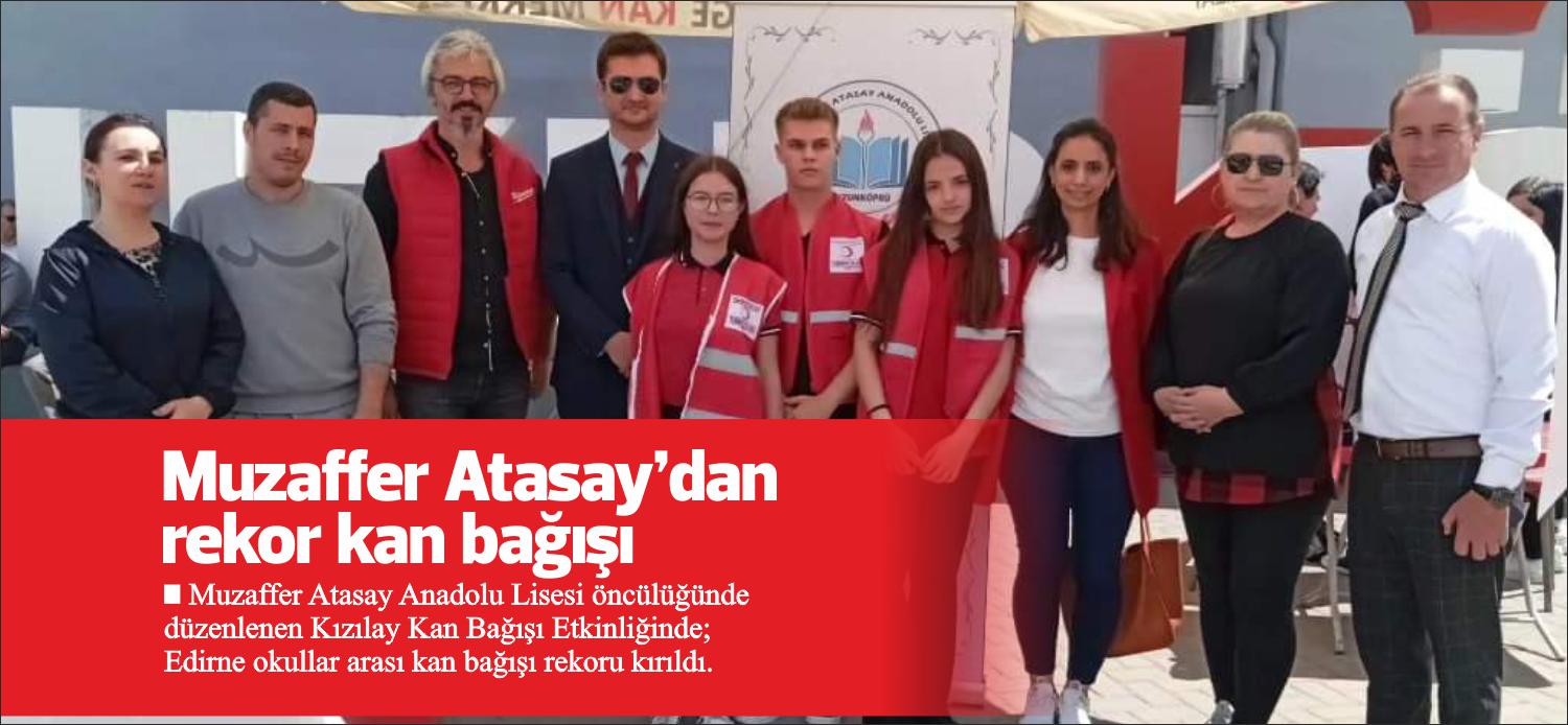 Uzunköprü İlçe Milli Eğitim Müdürlüğünün koordinesinde Edirne Kızılay kan merkezi