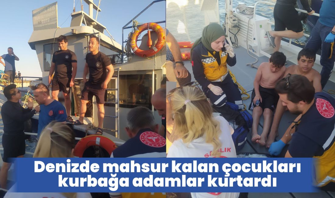 Şişme botla açıldıkları denizde rüzgar nedeniyle mahsur kalan 3’ü çocuk