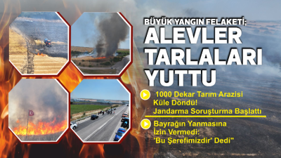 Traktörün çektiği balya yüklü römorkta henüz belirlenemeyen bir nedenle çıkan