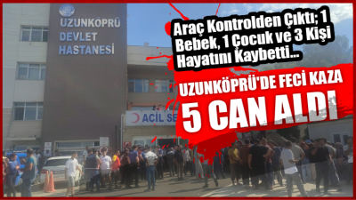 Araç Kontrolden Çıktı; 1 Bebek, 1 Çocuk ve 3 Kişi