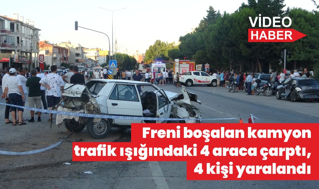 Seyir halindeyken freni boşalan kamyonun 4 araca çarpması sonucu 4