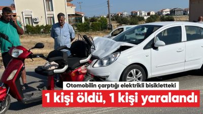 Enez ilçesinde otomobilin çarptığı elektrikli bisikletteki 1 kişi öldü, 1