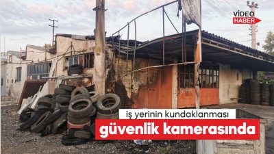 Lüleburgaz ilçesinde bir iş yerinin kundaklanması güvenlik kamerasınca görüntülendi. Kamera