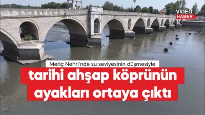 Edirne'de aşırı sıcaklara bağlı buharlaşma nedeniyle su seviyesi azalan Meriç