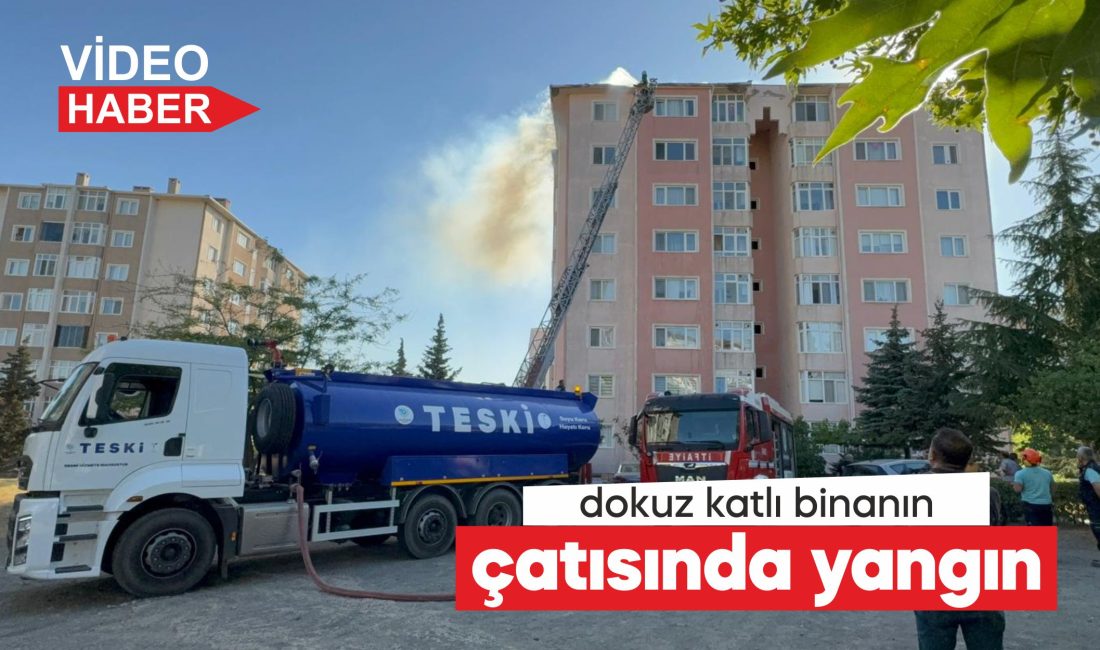 Tekirdağ'ın Çorlu ilçesinde 9 katlı binanın çatısında çıkan yangın söndürüldü.