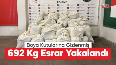 Kapıkule'de bir tırda boya kutularına gizlenmiş 692 kilogram esrar ele