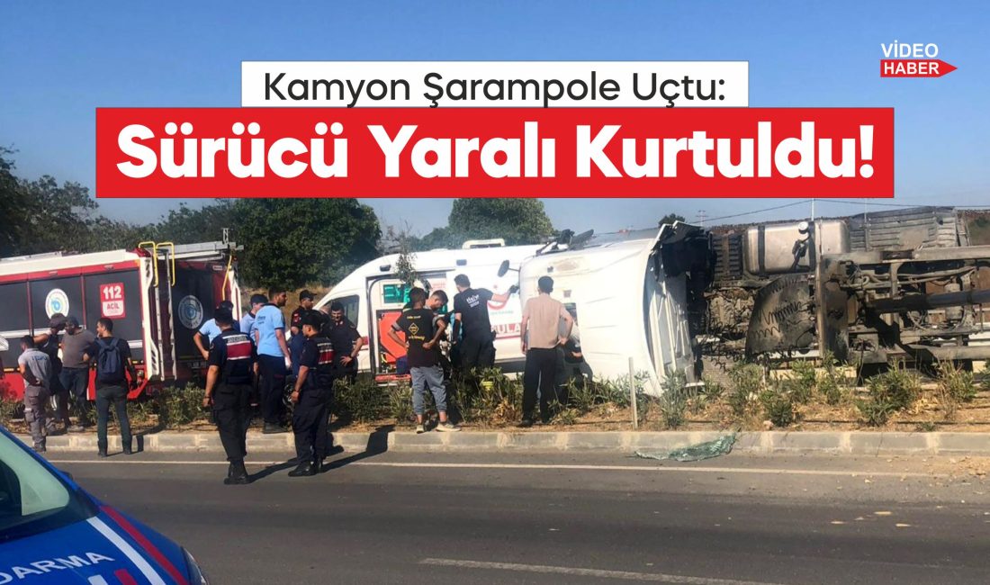 Tekirdağ'ın Süleymanpaşa ilçesinde kum yüklü kamyonun devrilmesi sonucu sürücü yaralandı.