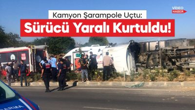 Tekirdağ'ın Süleymanpaşa ilçesinde kum yüklü kamyonun devrilmesi sonucu sürücü yaralandı.