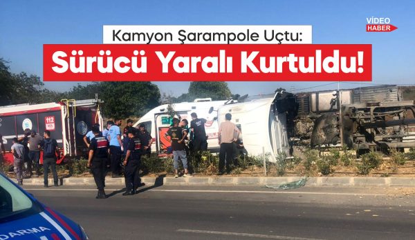 Tekirdağ'ın Süleymanpaşa ilçesinde kum yüklü kamyonun devrilmesi sonucu sürücü yaralandı.