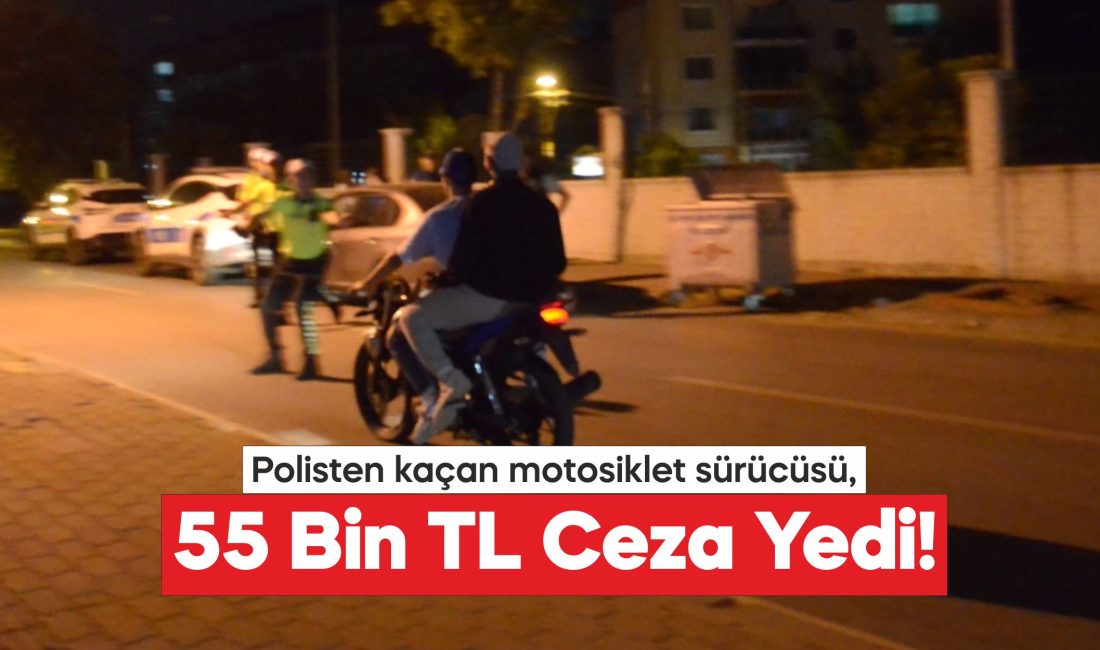 Edirne'de polisten kaçan motosiklet sürücüsüne 55 bin lira ceza kesildi.