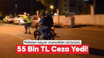 Edirne'de polisten kaçan motosiklet sürücüsüne 55 bin lira ceza kesildi.