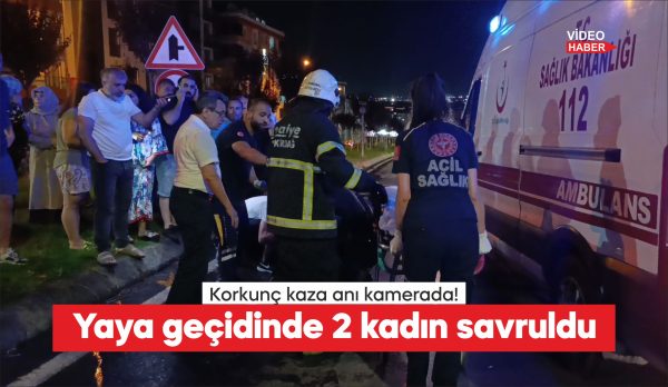 Tekirdağ'ın Çerkezköy ilçesinde otomobilin yaya geçidinde 2 kadına çarpması güvenlik