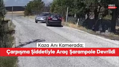 Çarpışma Şiddetiyle Araç Şarampole Devrildi