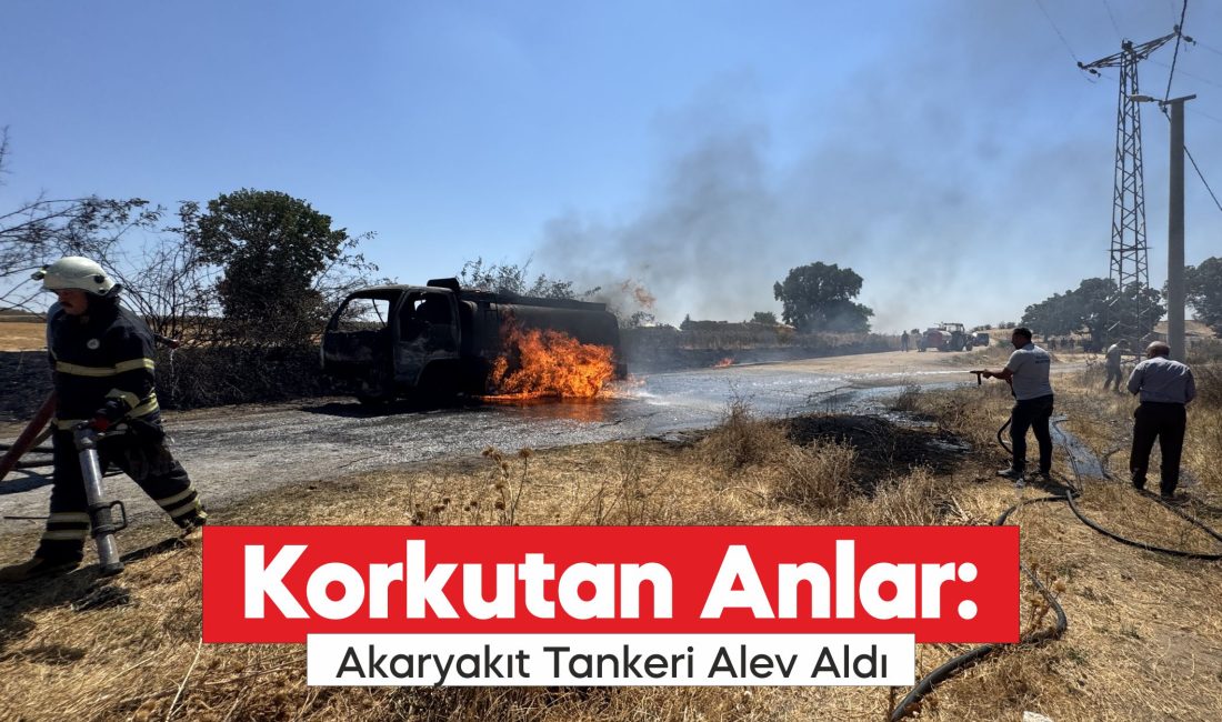 Edirne'nin Süloğlu ilçesinde seyir halindeki akaryakıt tankerinde çıkan yangın itfaiye