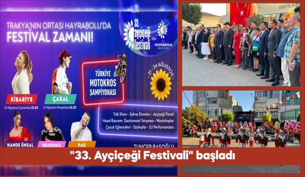 Hayrabolu ilçesinde düzenlenen "33. Ayçiçeği Festivali" başladı.