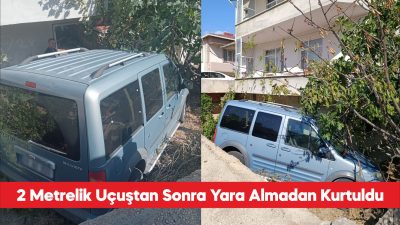 Kırklareli'nin Vize ilçesinde 2 metre yükseklikten evin bahçesine düşen hafif