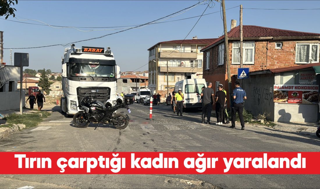 Yolun karşısına geçtiği sırada tırın çarptığı kadın ağır yaralandı.