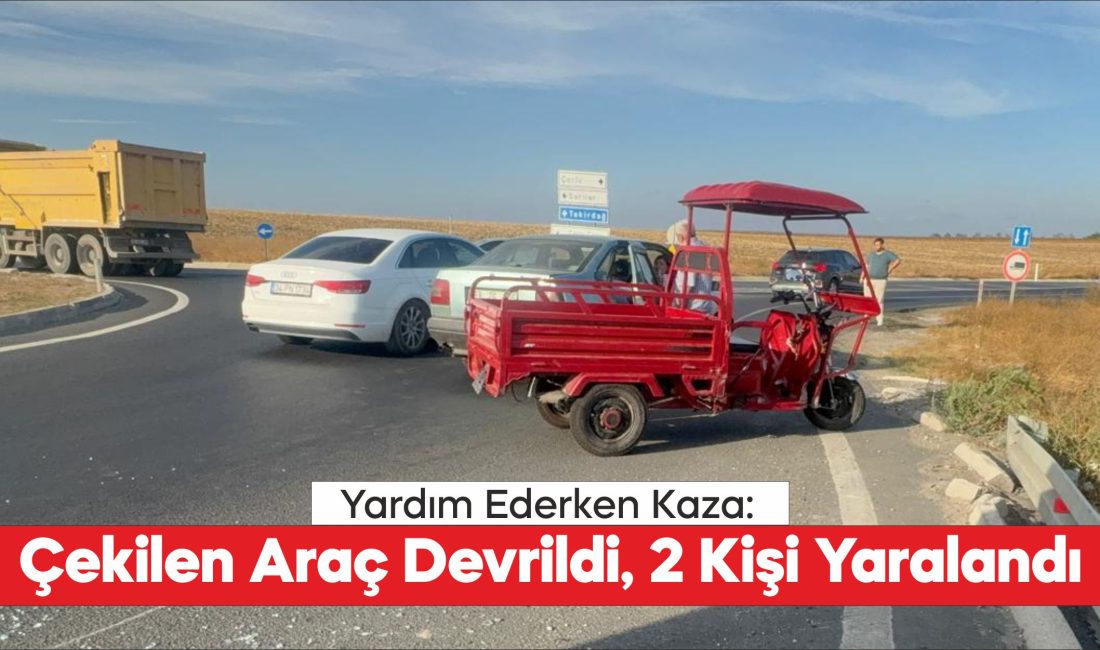 Tekirdağ'ın Çorlu ilçesinde şarjı biten elektrikli triportörün başka bir otomobille