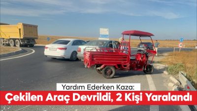 Tekirdağ'ın Çorlu ilçesinde şarjı biten elektrikli triportörün başka bir otomobille