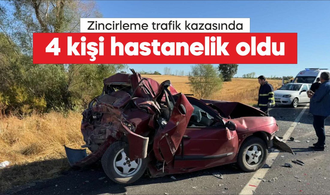 Kırklareli'nde kamyonet ile 2 otomobilin karıştığı zincirleme trafik kazasında 4