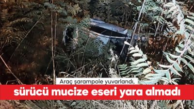 Gelibolu ilçesinde kontrolden çıkan otomobilin şarampole yuvarlandığı kazada sürücü yara
