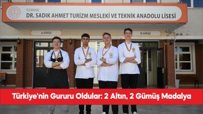 Uluslararası yarışmada madalya kazanan Edirne Dr. Sadık Ahmet Turizm Mesleki