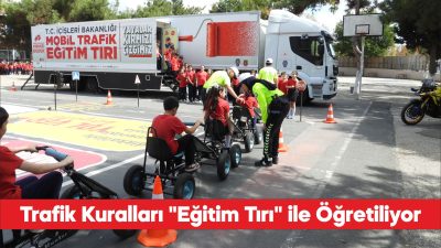 Edirne'de "Mobil Trafik Eğitim Tırı"nda öğrencilere eğitim verildi.