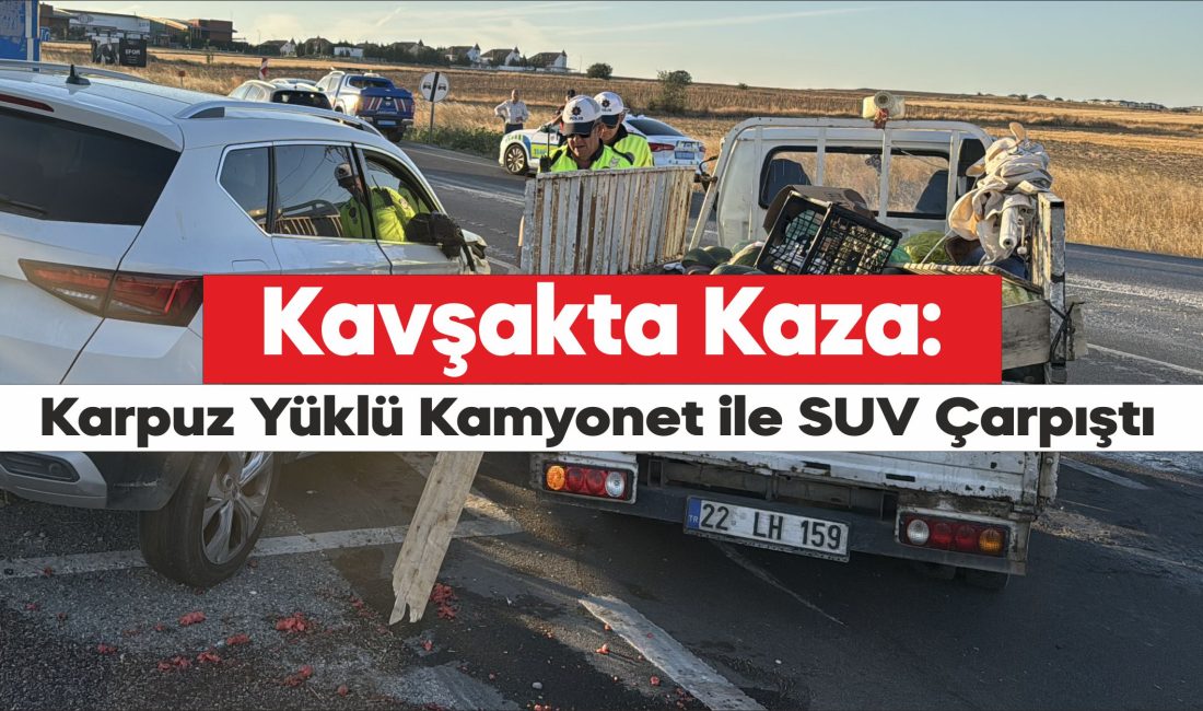 Edirne'de, SUV tipi araçla kamyonetin çarpışması sonucu 2 kişi yaralandı.