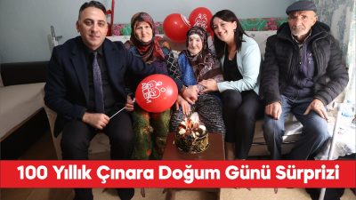Edirne'de 100. yaşına giren kadına sürpriz doğum günü kutlaması.