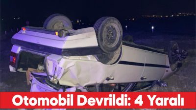 Edirne'de devrilen otomobildeki 4 kişi yaralandı