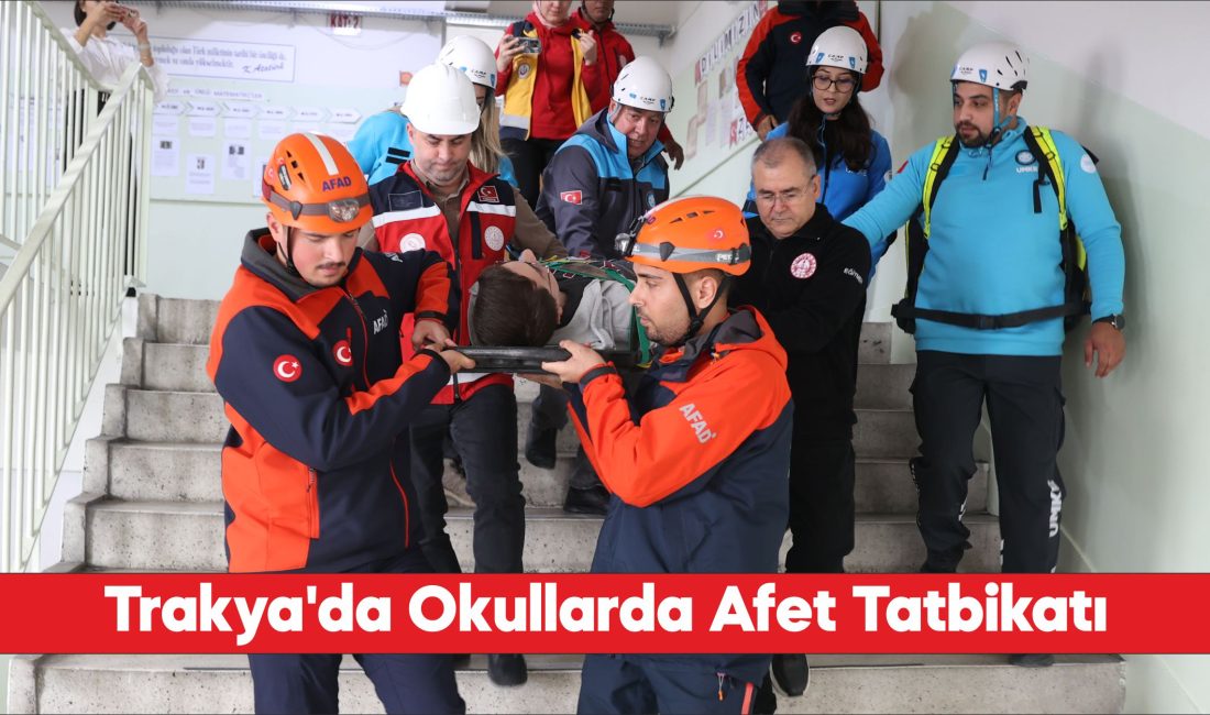 Trakya'daki okullarda afetlere karşı tatbikat yapıldı.