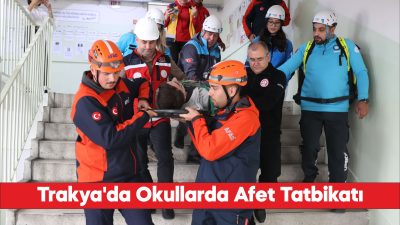 Trakya'daki okullarda afetlere karşı tatbikat yapıldı.