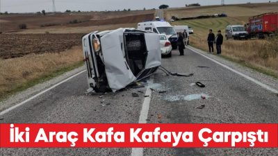 Edirne'de iki otomobilin çarpıştığı kazada 3 kişi yaralandı