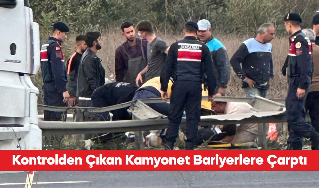 Tekirdağ’da bariyerlere çarpan kamyonetin sürücüsü ağır yaralandı