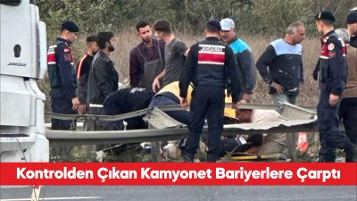 Tekirdağ’da bariyerlere çarpan kamyonetin sürücüsü ağır yaralandı