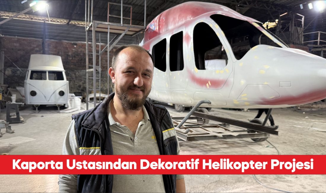 Tekirdağ'da kaporta boyacısı fiberglas helikopter maketi üretimine hazırlanıyor