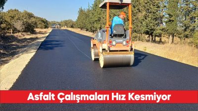 Edirne'de köy yollarında sıcak asfalt çalışmaları sürüyor.