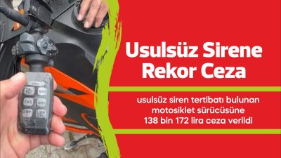 Tekirdağ'da usulsüz siren tertibatı bulunan motosiklet sürücüsüne 138 bin 172